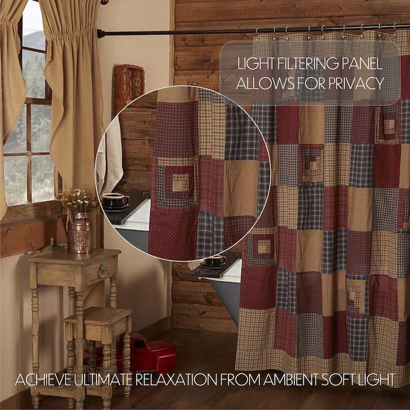Millsboro Shower Curtain 72x72 - Shower Curtain 72x72 - Burgundy/Khaki/Navy