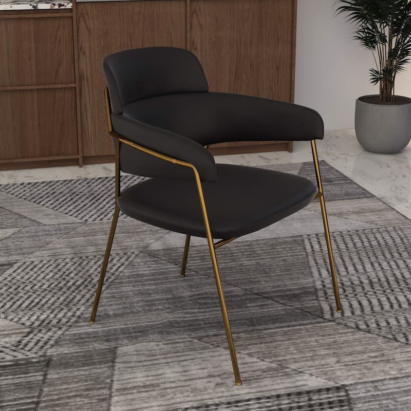 Axis Set of 2 Modern Glam Dining Chairs – Luxe Velvet or Leather Side Chairs with Gold Stainless Steel Legs Accent Seating