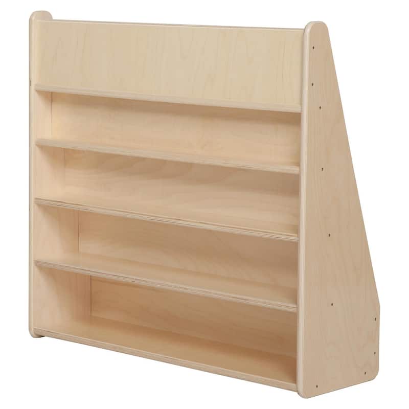 Wood Designs 5 Sloping Shelves Book Display Storage Unit, Durable Birch Wood Toddler Bookcase with 4 Storage Shelves - 29"