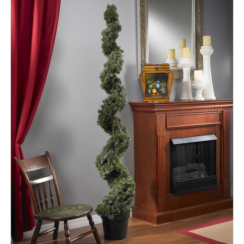 Spiral Silk Tree 6ft - Indoor Outdoor Decorative Accent Tree - Rococo Romance Design - 6ft.