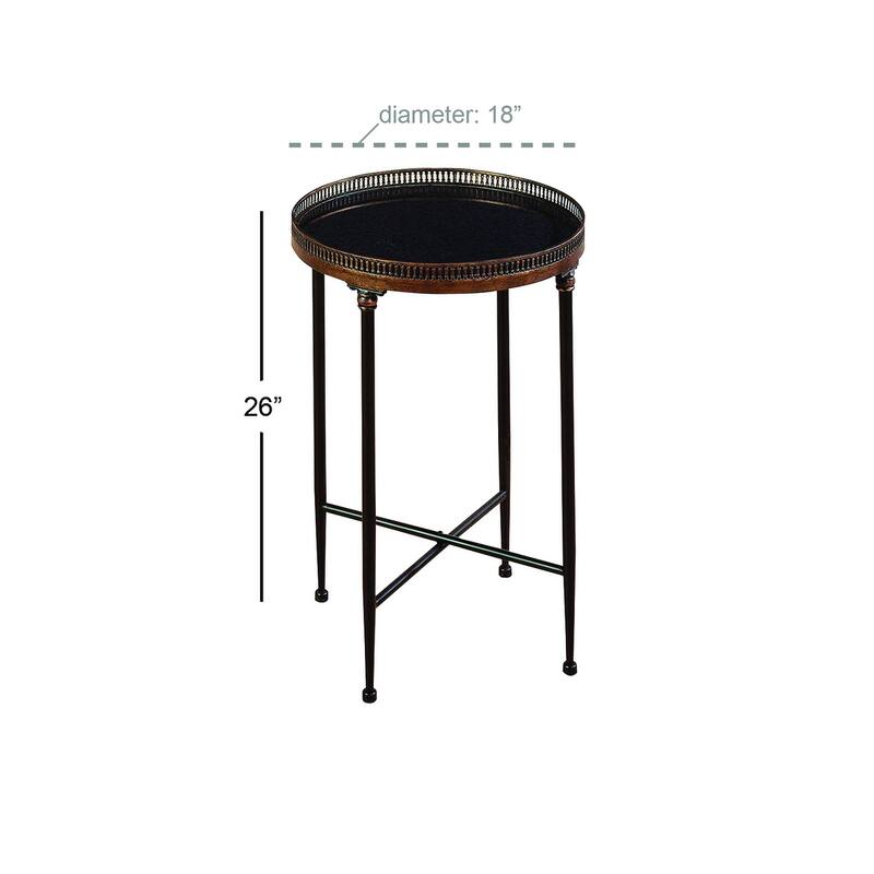 Metal Side End Accent Table with Tray Top - Black - Roche River Decor