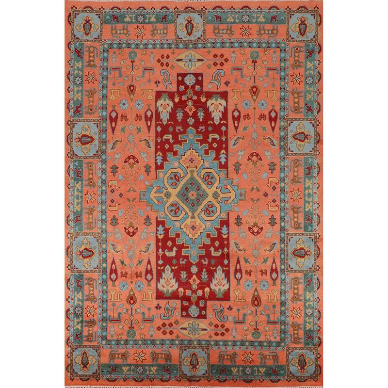 Tribal Geometric Kazak Oriental Area Rug Handmade Wool Carpet - 8'8" X 11'8"