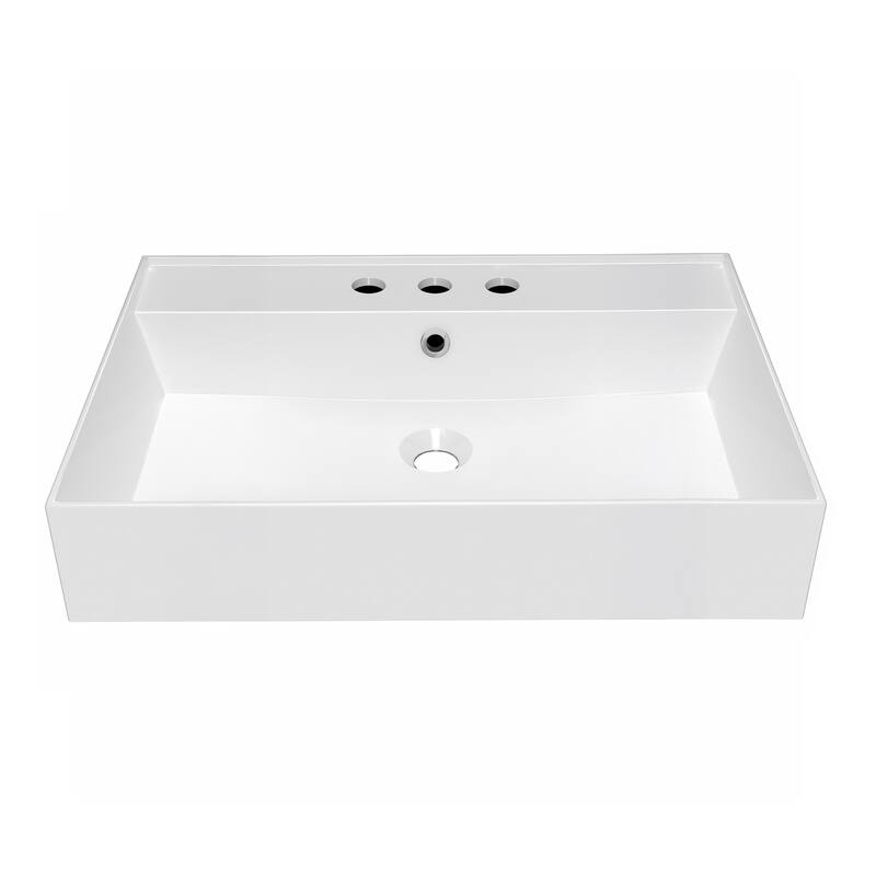 Whitehaus B-AG61-3H 24" Rectangular Vitreous China Wall Mounted