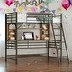 preview thumbnail 1 of 16, Twin Size Loft Bed with Desk, Metal Bed with Ladder and Storage Shelves Black