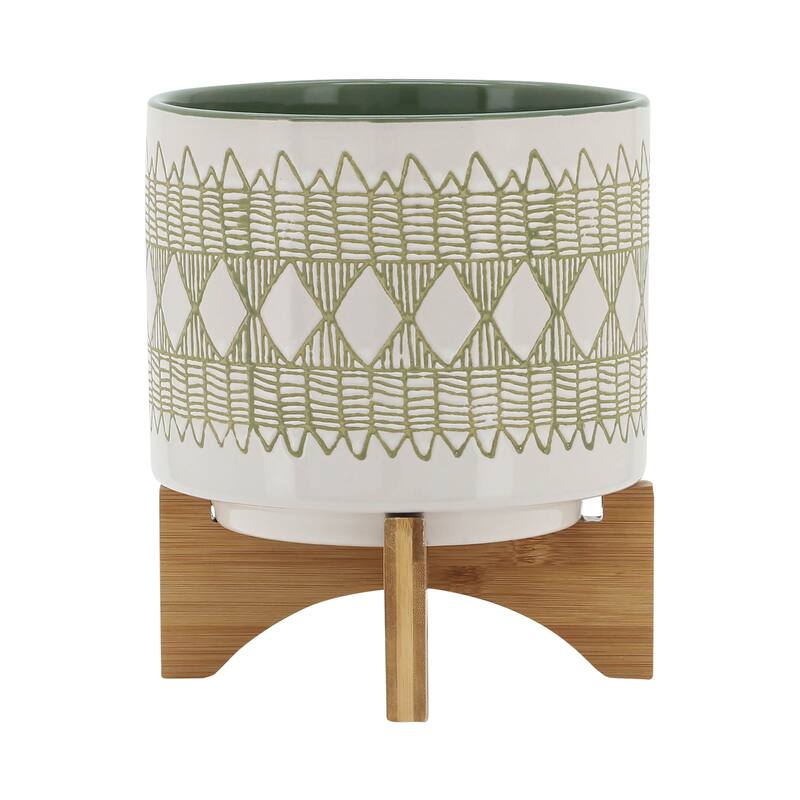 Sagebrook Home Abstract Ceramic Planter on Stand Indoor/Outdoor