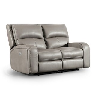 Furniture of America Fedi Taupe Faux Leather Power Recline Loveseat with USB Charger