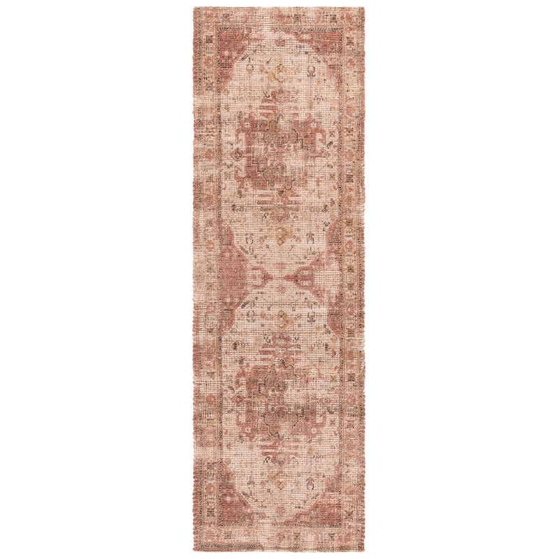 SAFAVIEH Handmade Saffron Avemari Jute & Chenille Rug - 2'3" x 8' Runner - Ivory/Pink