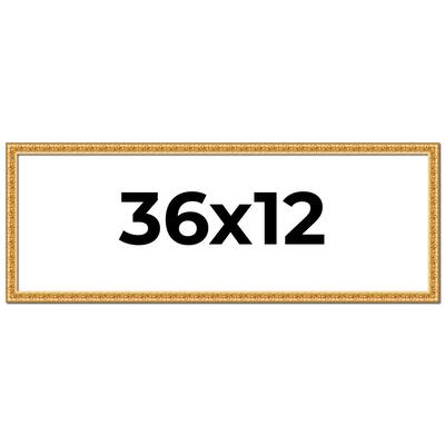 36x12 Frame Gold Real Wood Picture Frame Width 1 inches | Interior