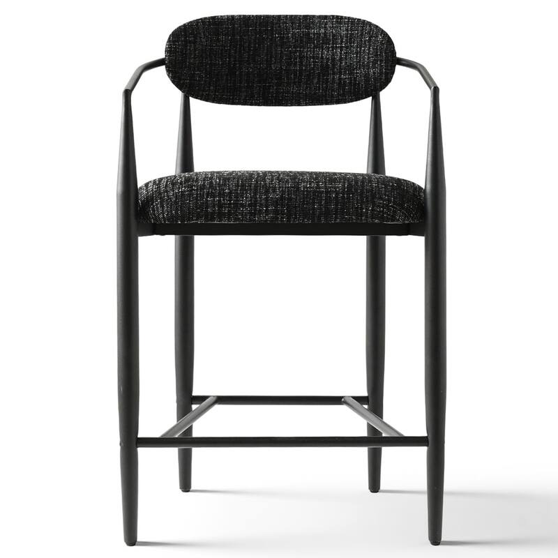 Modern Upholstered Arm Counter Stool with Metal Frame Leg(Set of 2)