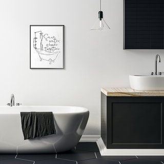 Stupell Shower Together Funny Ink Drawing Bathroom Design Framed Wall ...