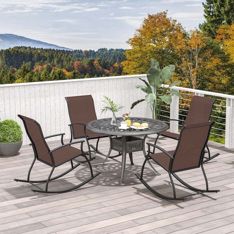 Set of 2/4 Patio Rocking Chairs Outdoor Rocker w/ Safe Rocking Motion