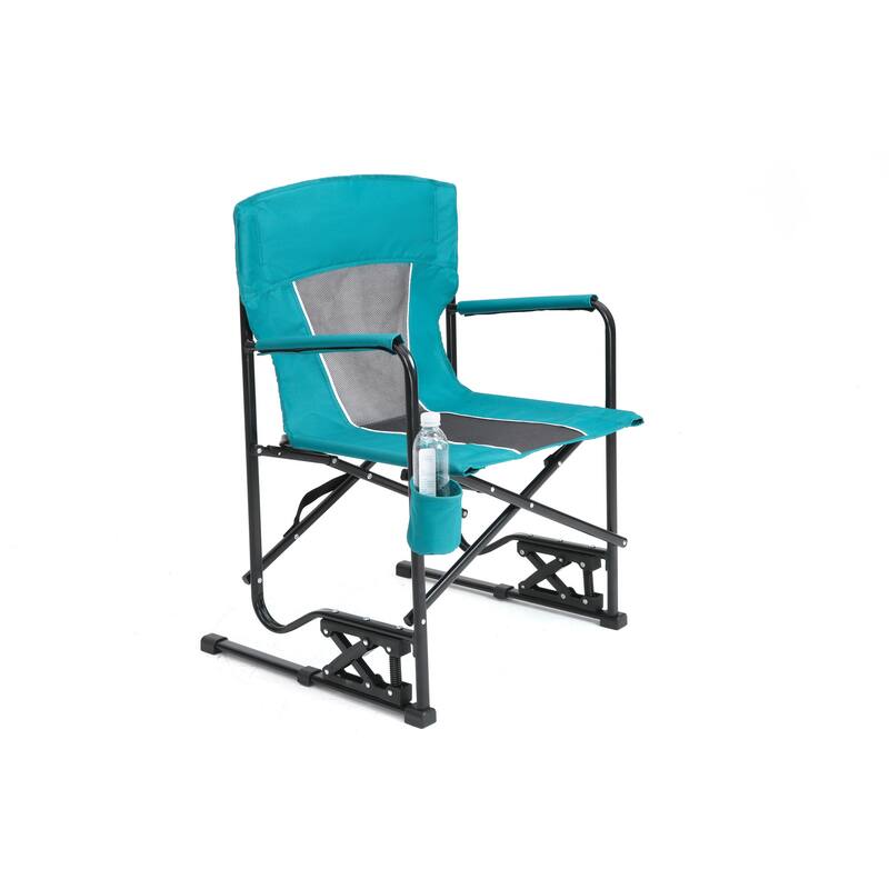 Outdoor Freestyle Rocker Camping Chair Portable Folding Rocking Chair With Solid (Excluding the table) - Blue