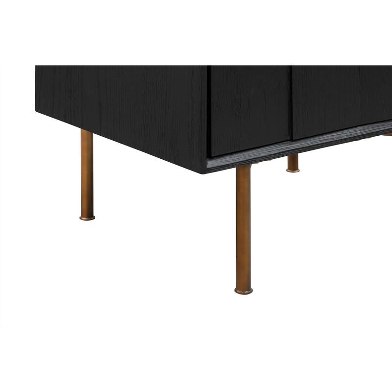 Deona 3pc King Size Bedroom Set with 2 Nightstand, Brushed Black Oak Wood