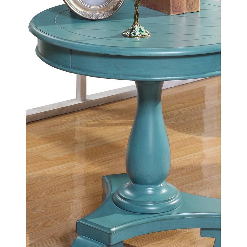 Transitional Round Wood Pedestal Side Table, Perfect for Living Room