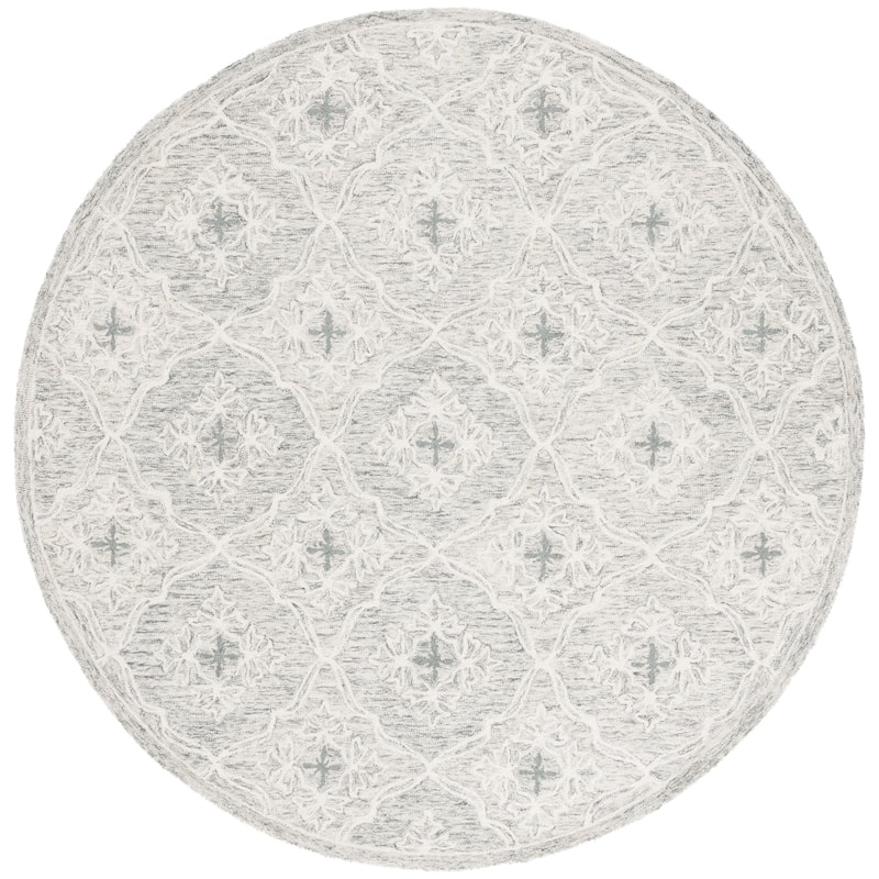 Lauren Ralph Lauren Handmade Nadya Casual Wool Rug - 7' Round - Light Grey/Ivory