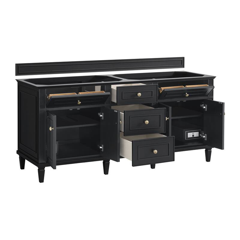 James Martin Vanities Lorelai 72" Double Vanity, Black Onyx