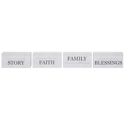 Transpac MDF Encouraging Words Block Decor Set of 4 Everyday Home Decorations
