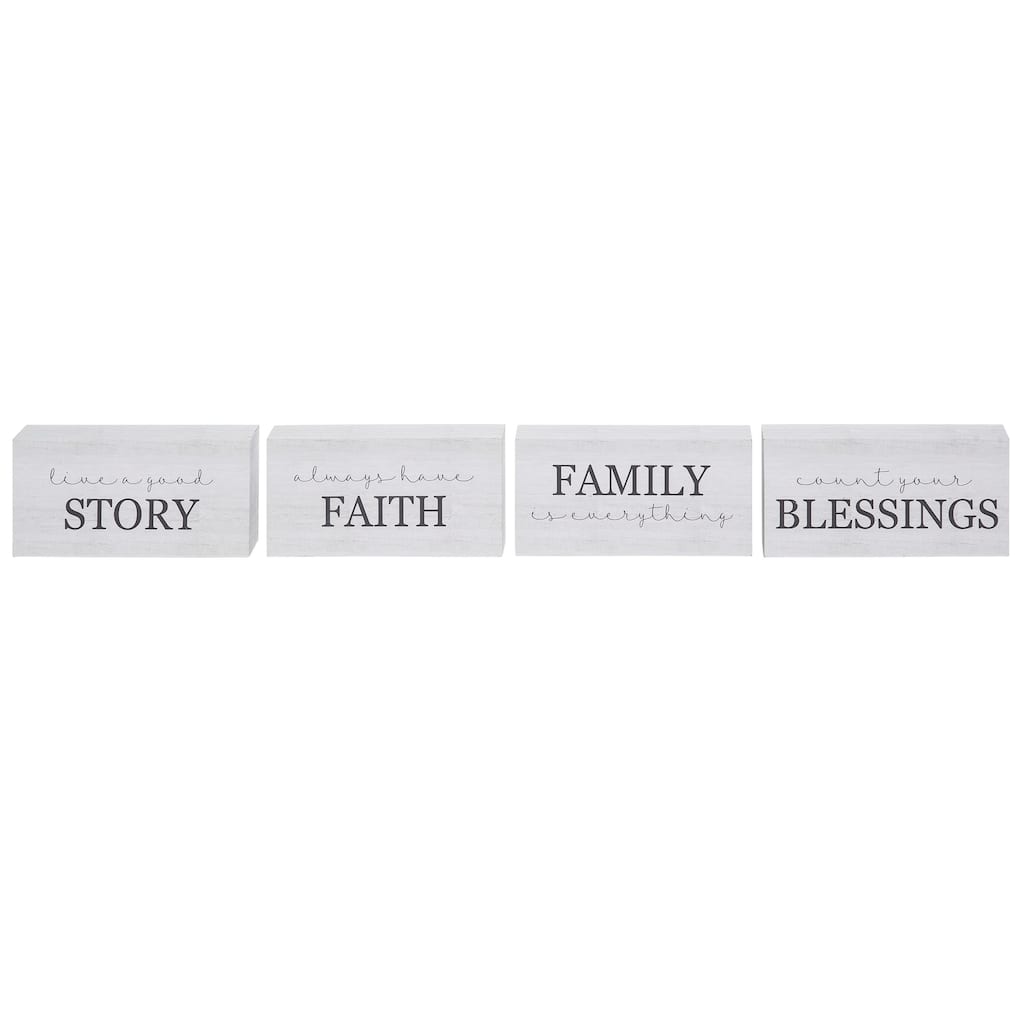 Transpac MDF Encouraging Words Block Decor Set of 4 Everyday Home Decorations