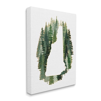 Stupell New Hampshire State Outline Green Pine Tree Forest Canvas Wall Art