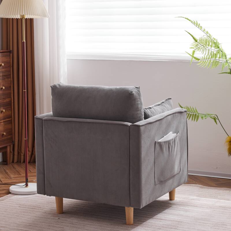 Modern Accent Armchair Upholstered Sofa Club Chair with 2 Pillow