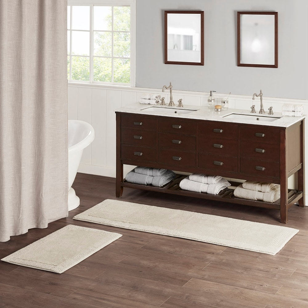 How many bathroom rugs/mats? Especially w/ double sinks