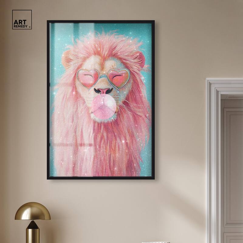 Pastel Lion Bubblegum Shadowbox by Art Remedy