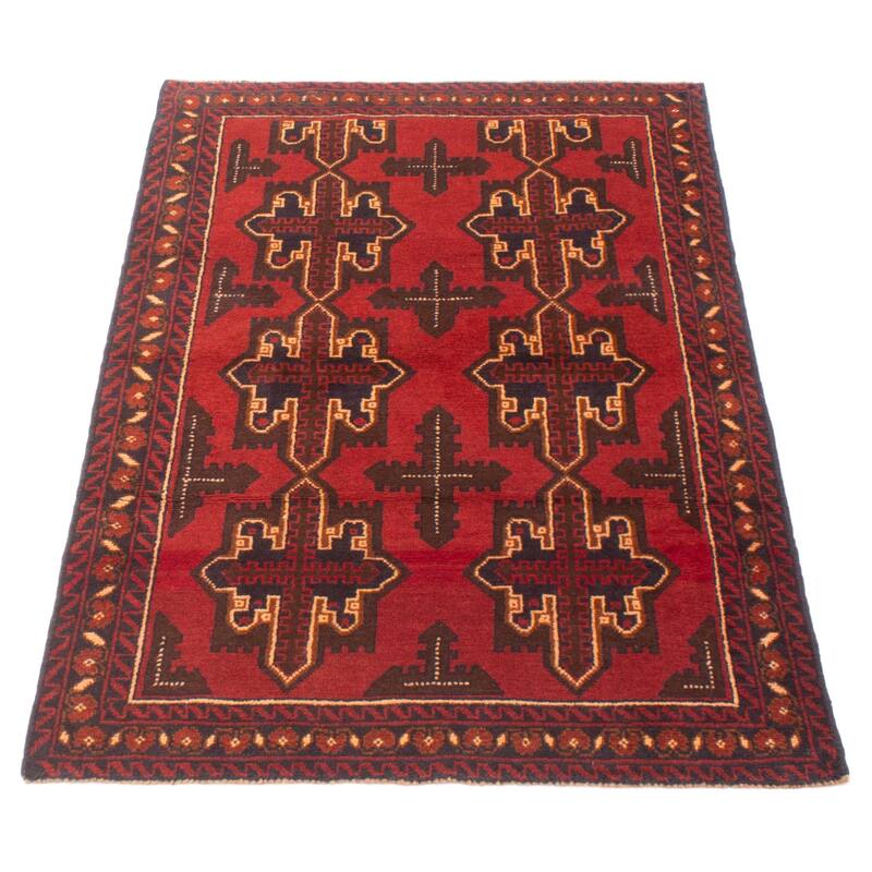 ECARPETGALLERY Hand-knotted Baluch Red Wool Rug - 3'7 x 5'11
