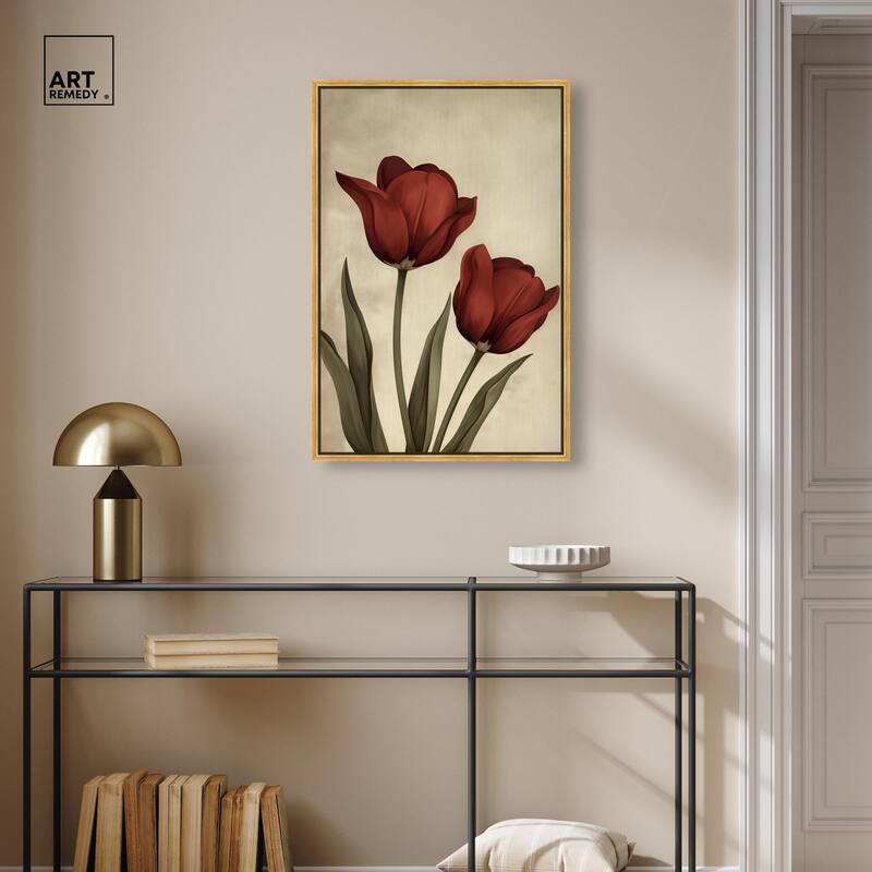 Deep Red Tulips Canvas by Art Remedy