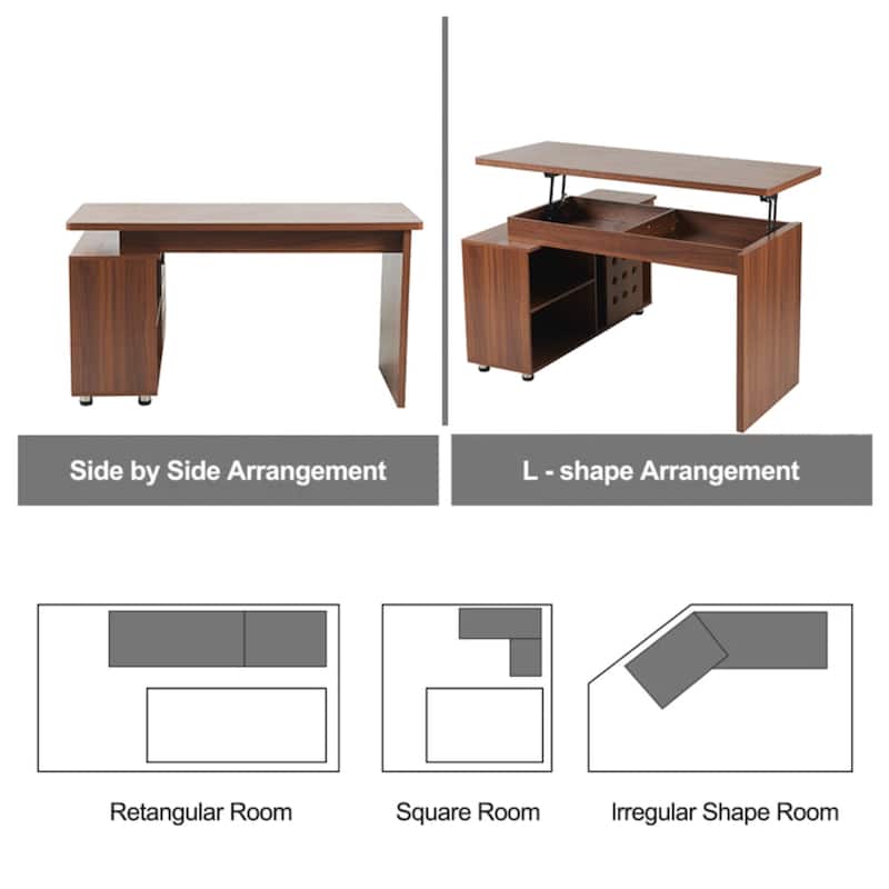 55.1'' L-Shaped Adjustable Desk – Versatile Home Office Workstation with Extendable Design, Storage Drawers & Cabinet