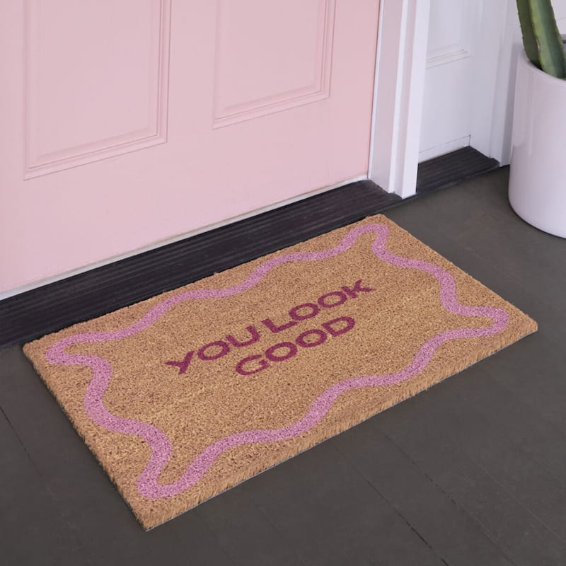 You Look Good Greeting 18" x 30" Doormat - 18" x 30" - 18" x 30" - Pink