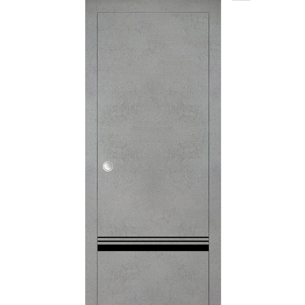 French Pocket Door 18 x 80 with Planum 0012 Concrete with Kit Trims Rail