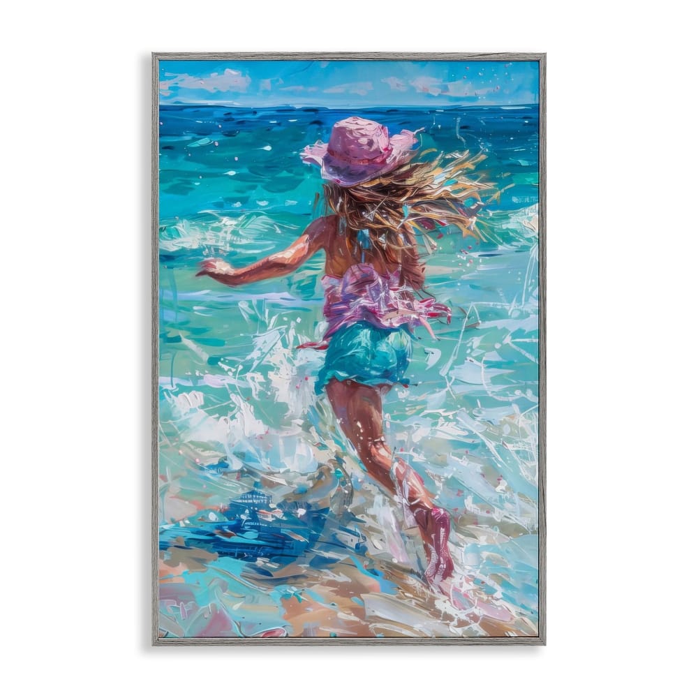 Stupell Summer Beach Fun Girl Framed Giclee Art Design By LSR Design Studio