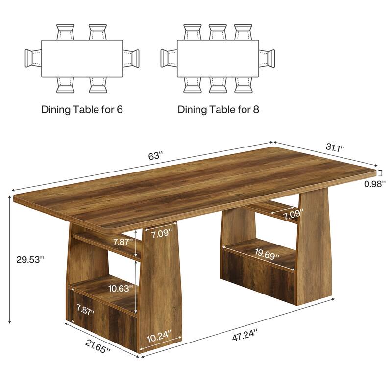 63” Conference Table with Storage Rectangular Meeting Table for Office - N/A