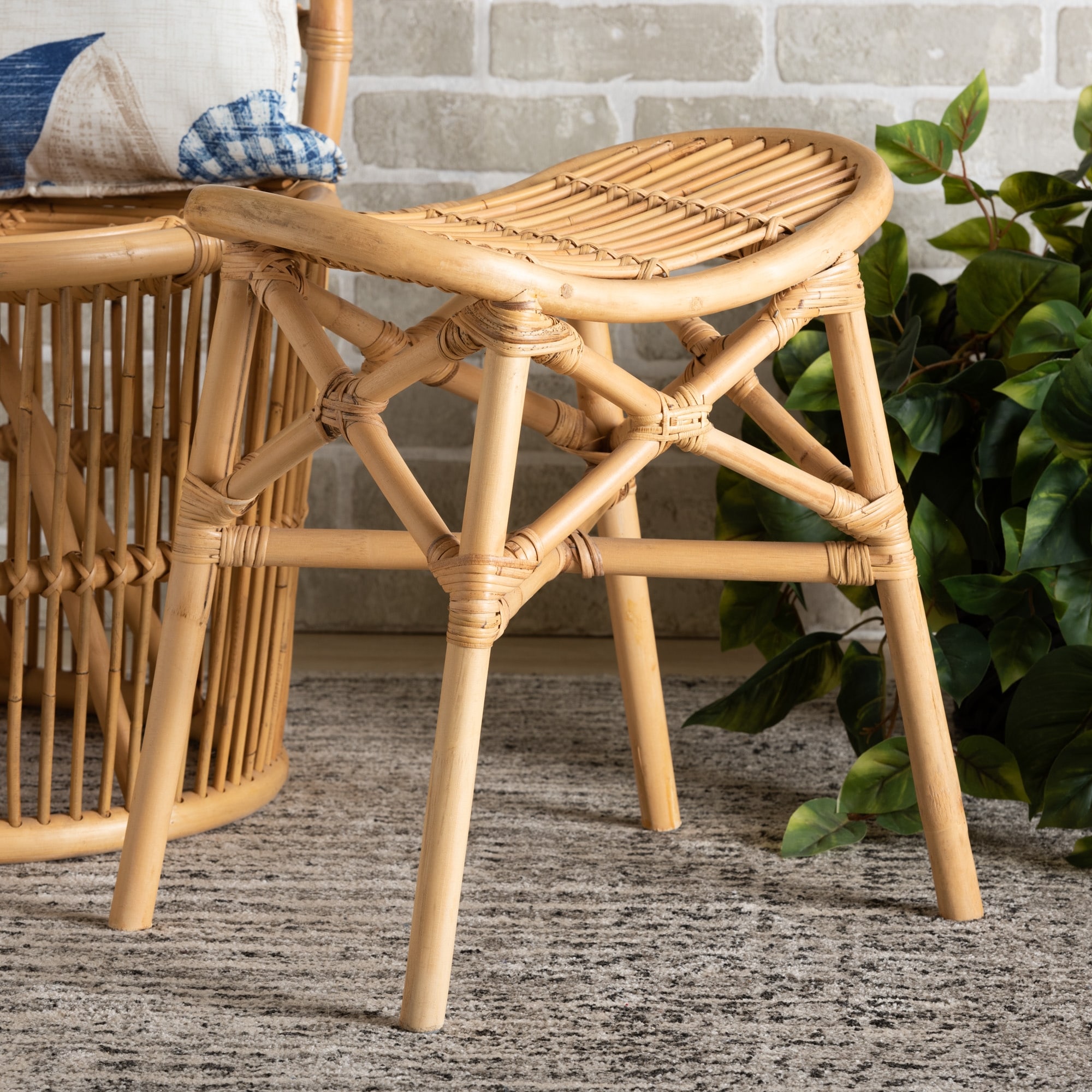 Rattan pouffe best sale stool