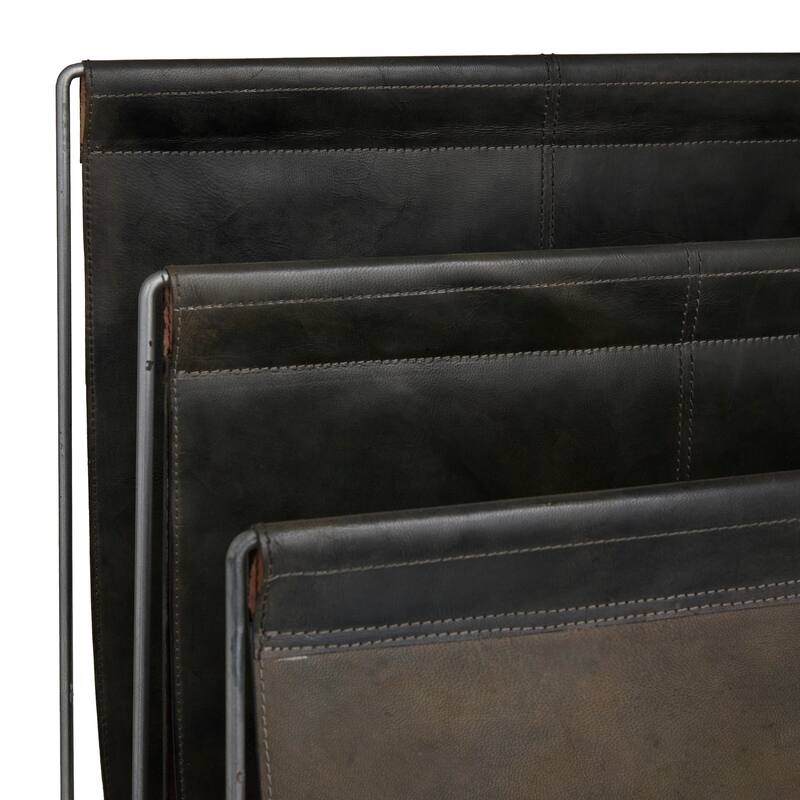 Leather Modern Magazine Holder - 22 x 21 x 14