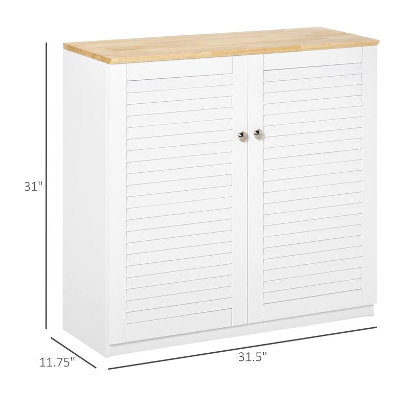 Versatile Sideboard Buffet Kitchen Cabinet with Double Louvered Doors and Ample Storage Space, for Living Dining Room, Hallway