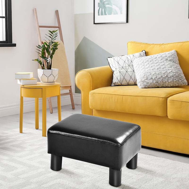 Gymax PU Leather Ottoman Rectangular Footrest Small Stool - See Details