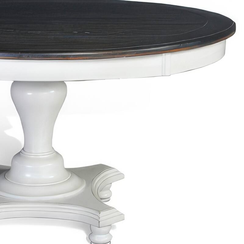 Orso Dining Table, Pedestal Base, 54 Inch Round Top, White, Dark Brown