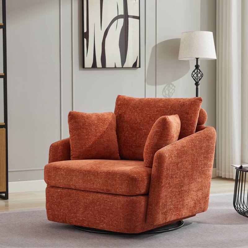 40.6" W Upholstered Swivel Accent Sofa Chair With Pillows