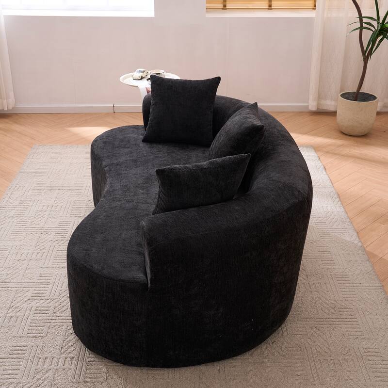 GDFStudio - Crescent-Shaped 67" Chenille Sofa with Self-Inflating Foam and Modular Design