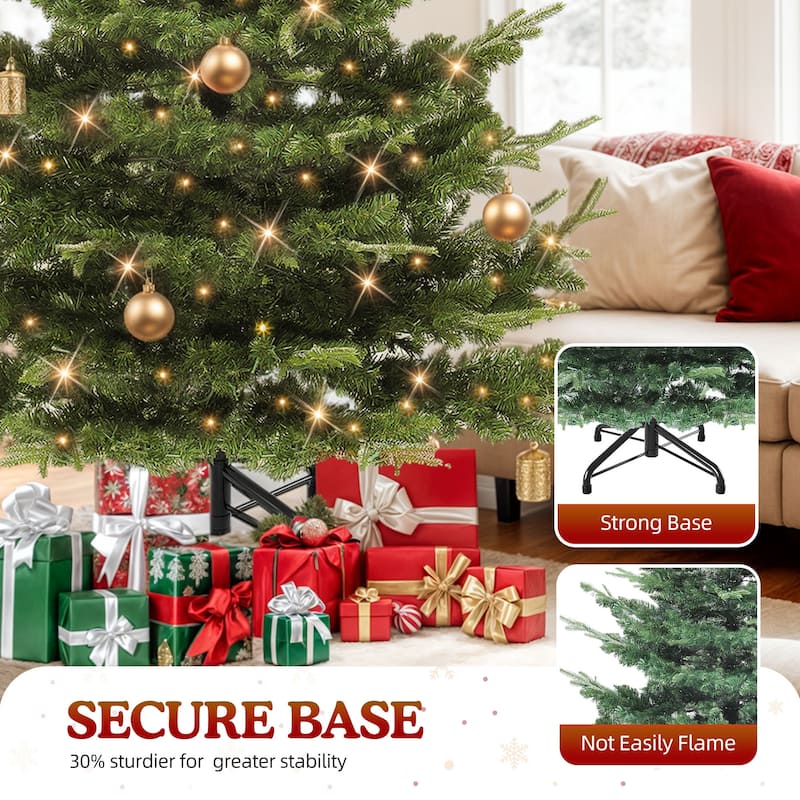 7.5ft Pre-Lit Flocked Artificial Christmas Tree with Glittering Diamond Accents & Multi-Color Lights