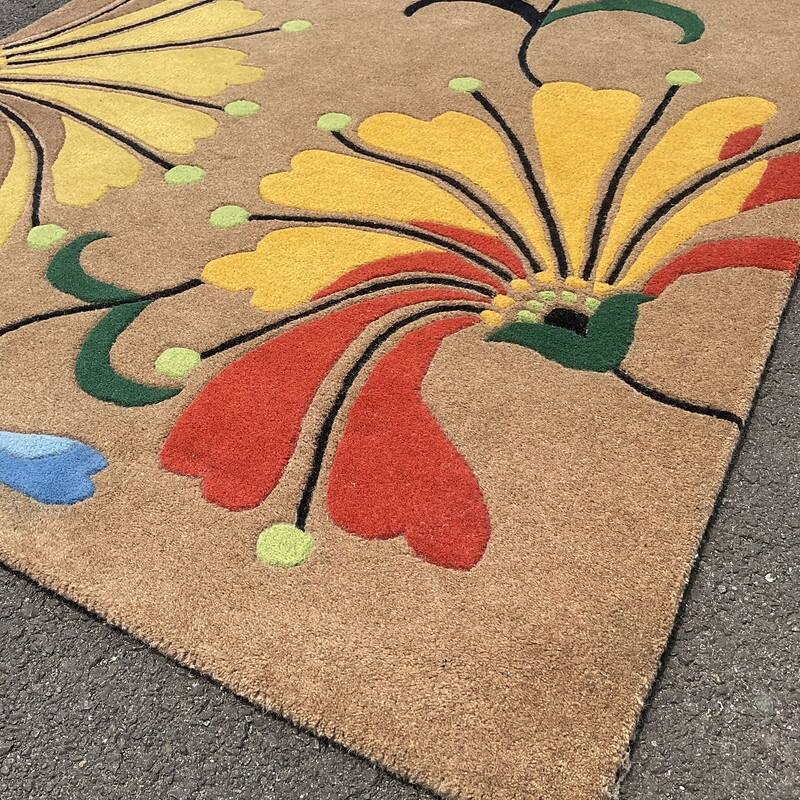 HERAT ORIENTAL Handmade Tibetan Geometric Floral Wool Rug