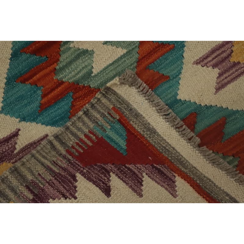 Hand Woven Oriental 100% Wool Carpet Southwestern Tribal Multi-Colored Kilim Runner Rug - 6' 6'' X 2' 0''