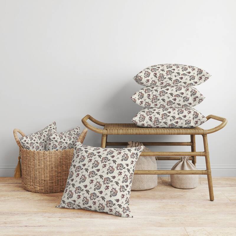 Rose Dreams Faux Suede Reversible Throw Pillow Cream and Chestnut