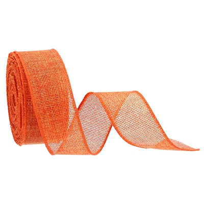 Burlap Ribbon Fabric Wired Edge Dark Orange for Wrapping