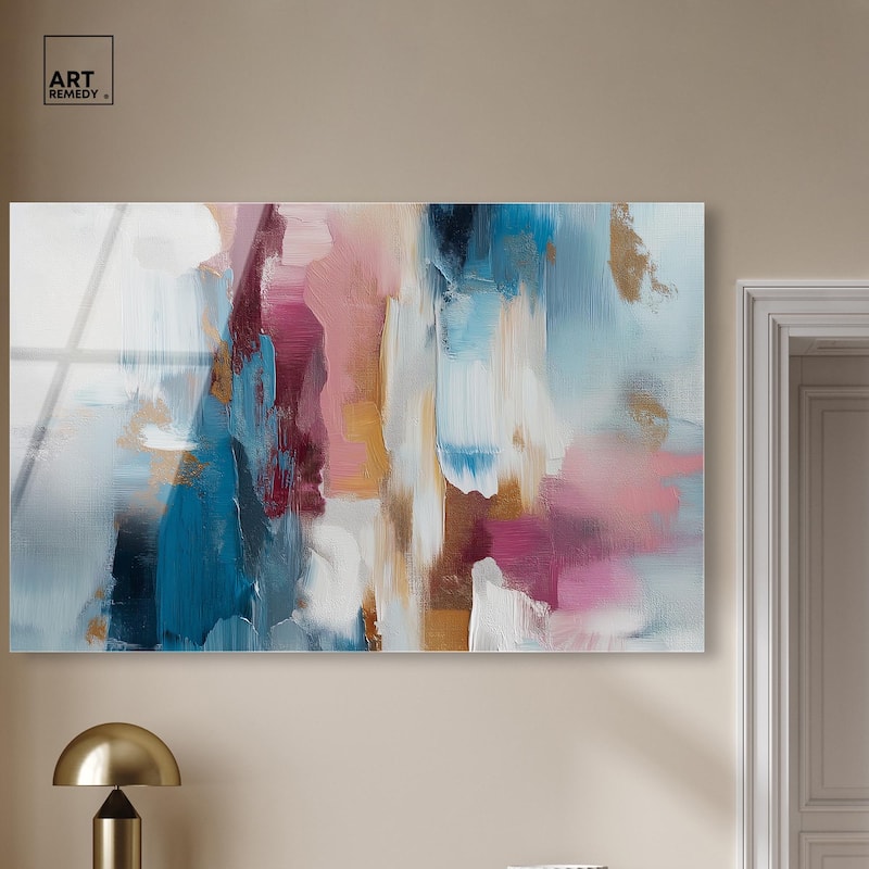 Rosy and Ocean Hues II Acrylic by Art Remedy, Ready to Hang