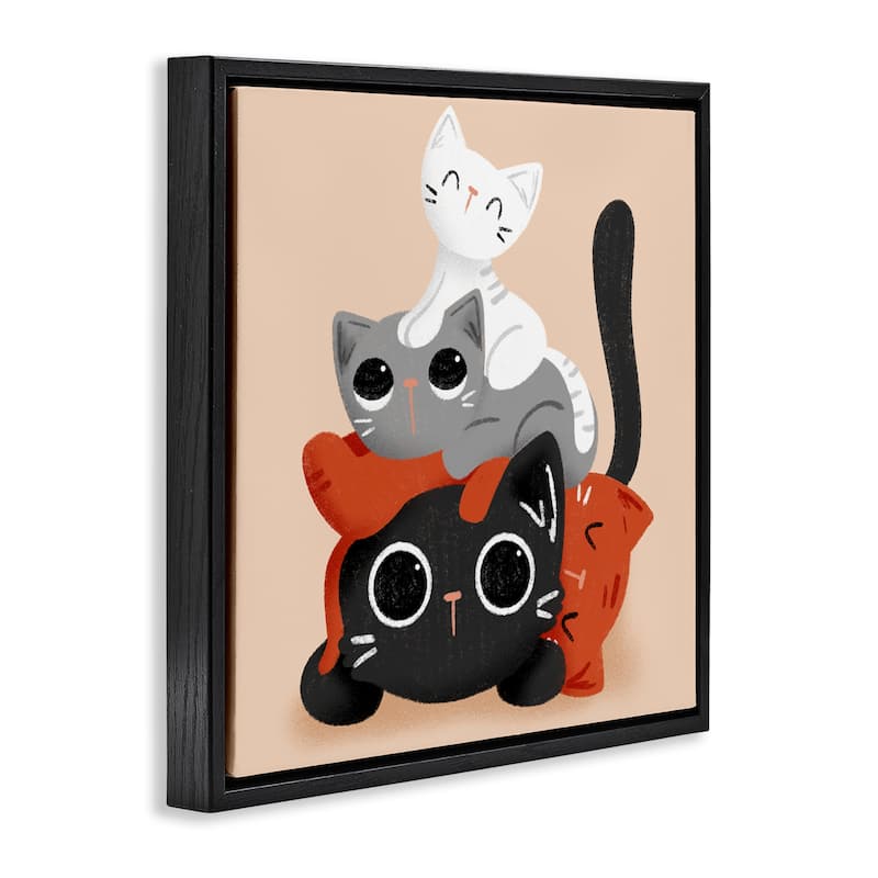 Stupell Stacked Cats Pile Framed Floater Canvas Wall Art Design By Sarah Hickman