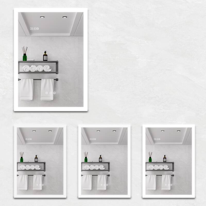 Bathroom Medicine Cabinet with Lights, 28 Inch LED Cabinet with Mirror, Lighted Medicine Cabinet with Defogger, Digital Clock