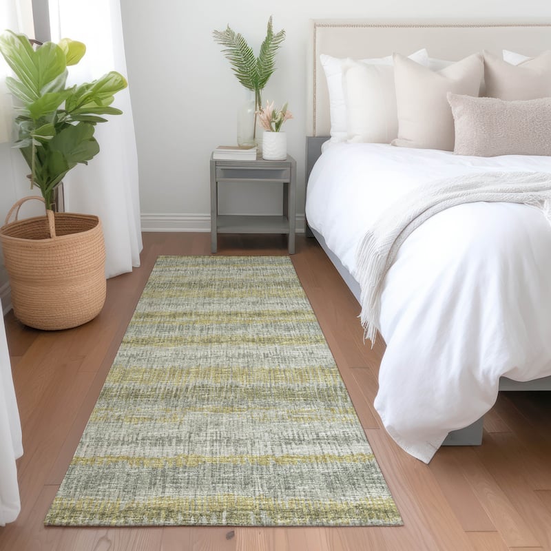 Premium Washable Super Soft Abstract Ombre Stripes Mayfield Rug - Sage - 2' 3" x 7' 6" - Runner