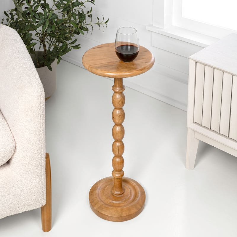 JONATHAN Y Augustus 24.5" Spindle Wood Pedestal Round Drink Table and Decorative End Table